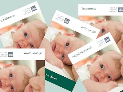 Brochure&nbsp;til for&aelig;ldre om screening af nyf&oslash;dte
Brochuren findes p&aring; fem forskellige sprog og gennemg&aring;r b&aring;de praktiske og teoretiske emner i relation til h&aelig;lblodpr&oslash;ven p&aring; den nyf&oslash;dte. Den danske brochure findes ogs&aring; i en trykt udgave.

    Dansk (pdf) 
    Farsi (pdf)
    Engelsk (English)&nbsp;(pdf)
    Gr&oslash;nlandsk (Kalaallisut)&nbsp;(pdf) 
    Arabisk (pdf)