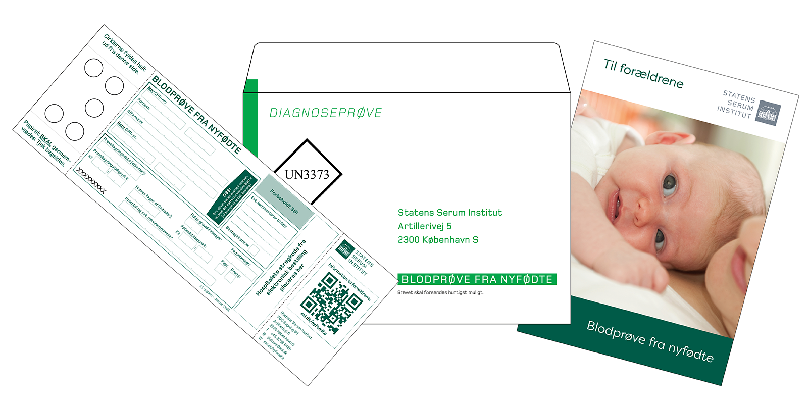 PKU-kort, PKU-kuvert og PKU brochure til forældrene