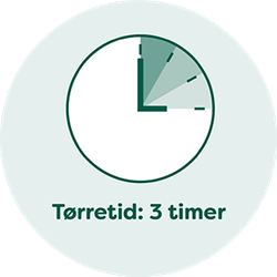 Ur med teksten: Tørretid 3 timer