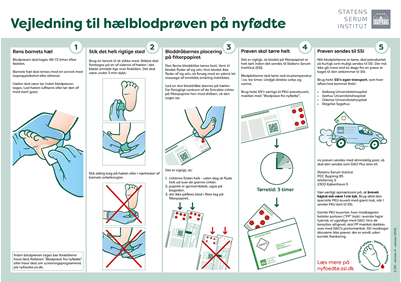 Sceendump af plakaten: Vejledning til hælblodprøven på nyfødte